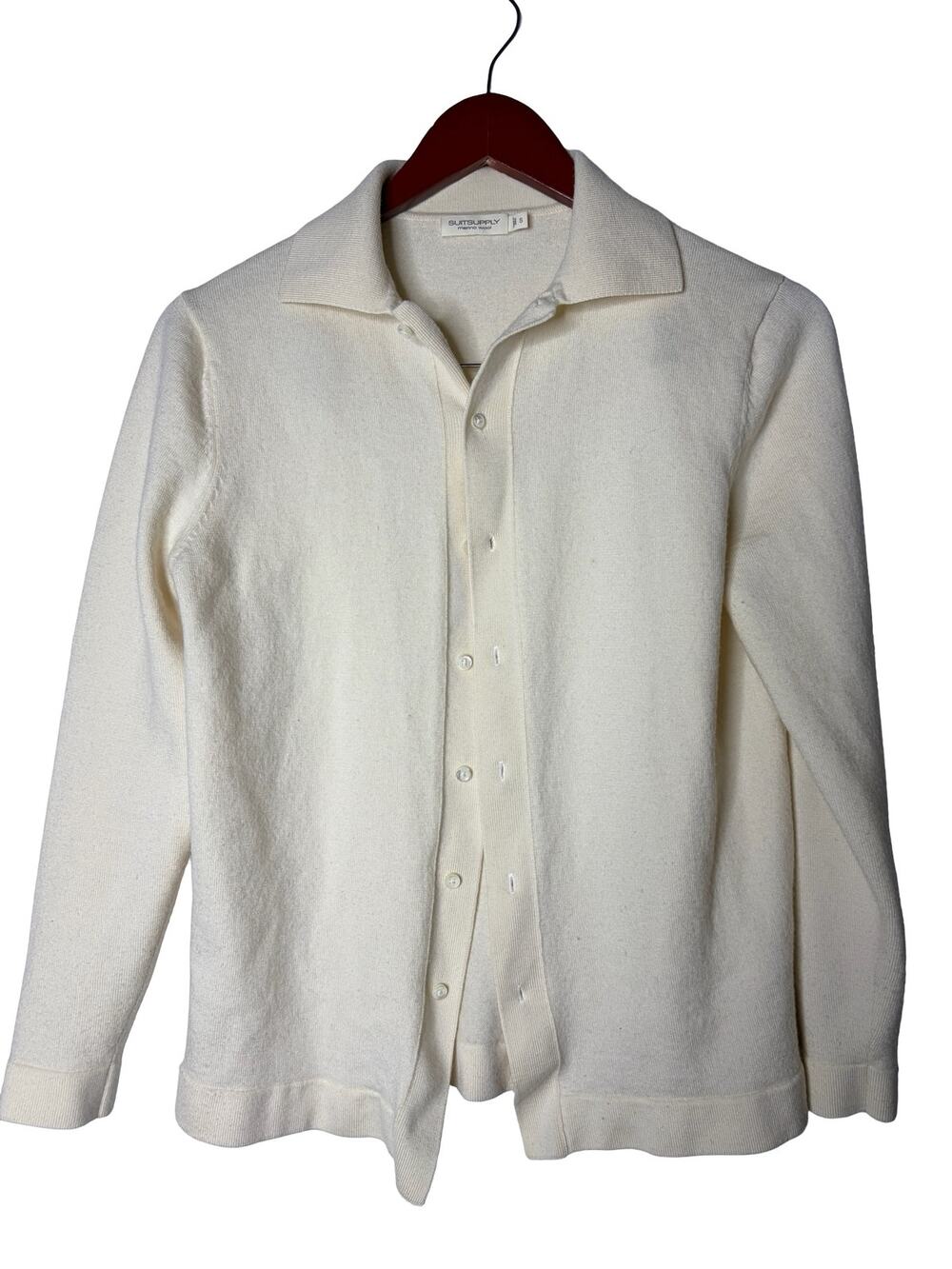 Suitsupply cream merino wool button down shirt sz S
